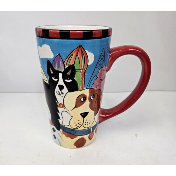 Dogzilla Dogs Tall Mug World Landmarks Candace Reiter 2001 Vintage 6.5" - Picture 3 of 12
